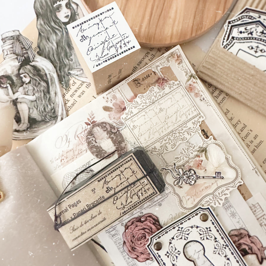 Journal Pages x Lamp x Paperi Antique ticket rubber stamp