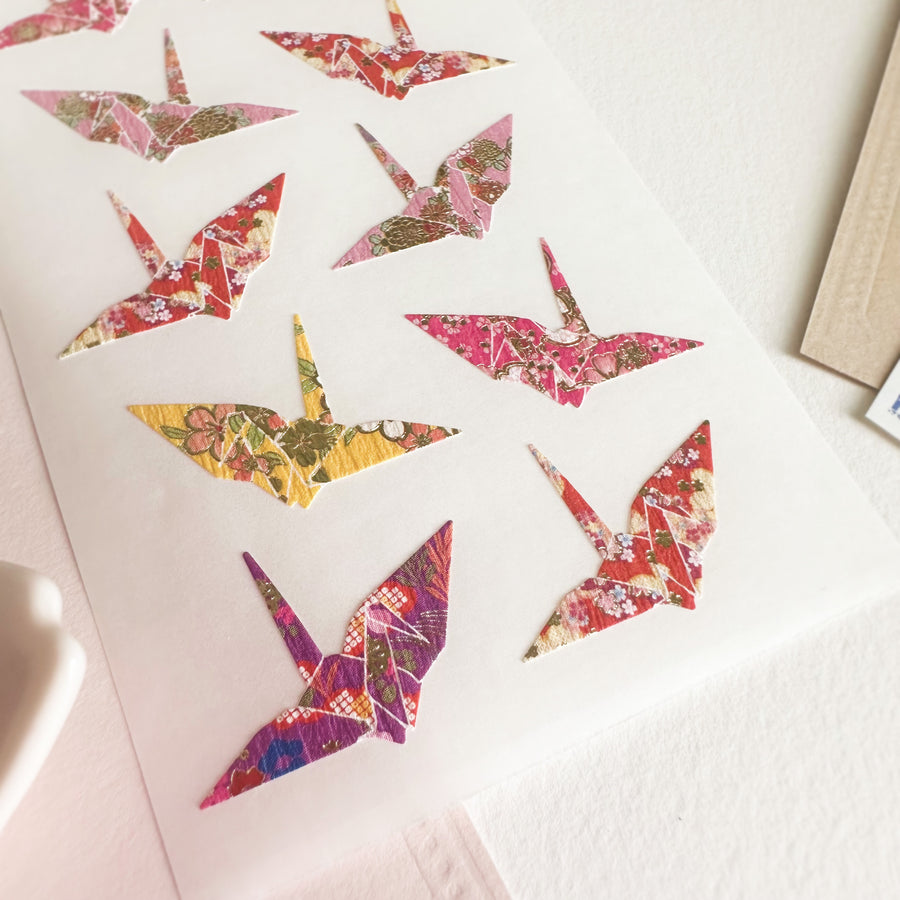 Japanese style gold foil Sticker Sheet - paper crane