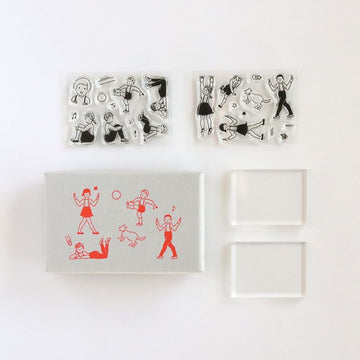 Mizushima x Masuko Eri JIZAI Clear Stamp motif set Boy & Girl