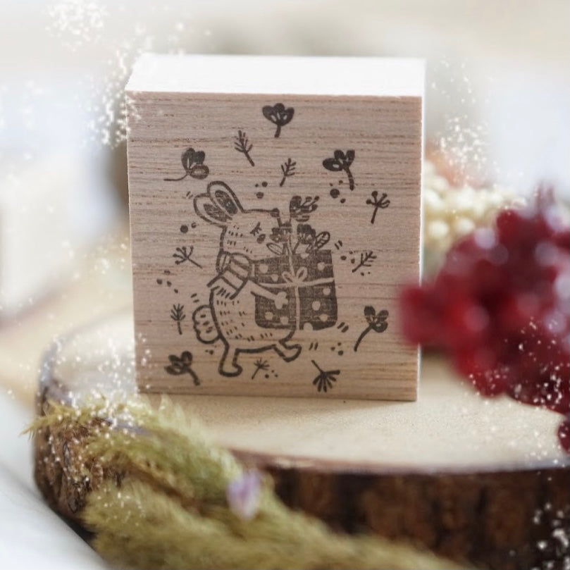 Black Milk Project Christmas series Rubber Stamp - Bunny with Gift