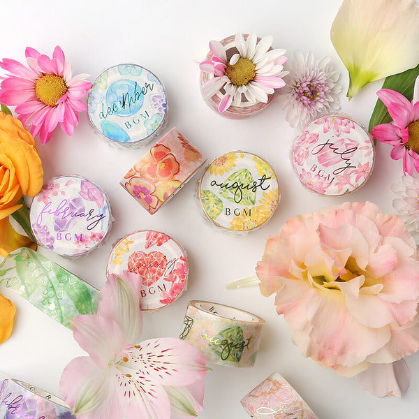 BGM Washi Tape 20mm Foil Stamping - Flower Melody Gerbera