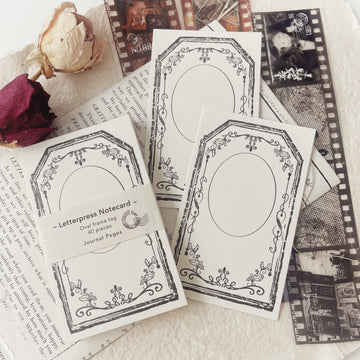Journal Pages Oval frame tag letterpress notecard