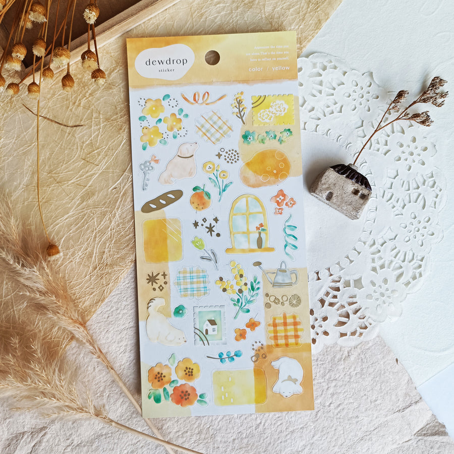 Mind Wave Dewdrop Gold Foil Sticker - Yellow