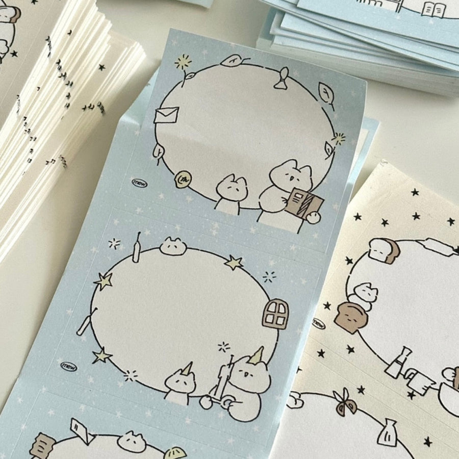 mewmewbeam memo sticker - sky & beige