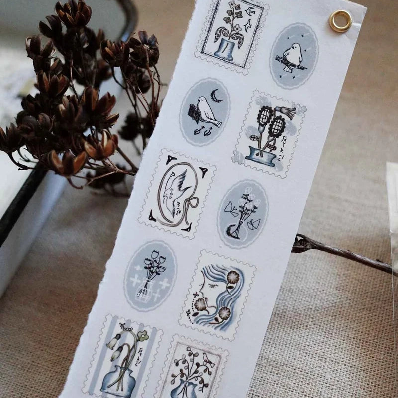 Misshoegg Blue Stamp print on stickers (2/sheet)
