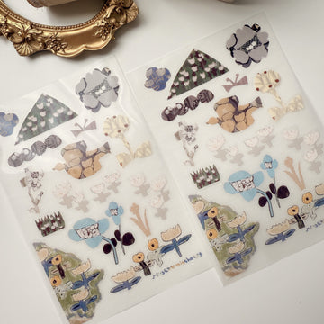 Misshoegg Floral Shadow Collage print on stickers (2/sheet)