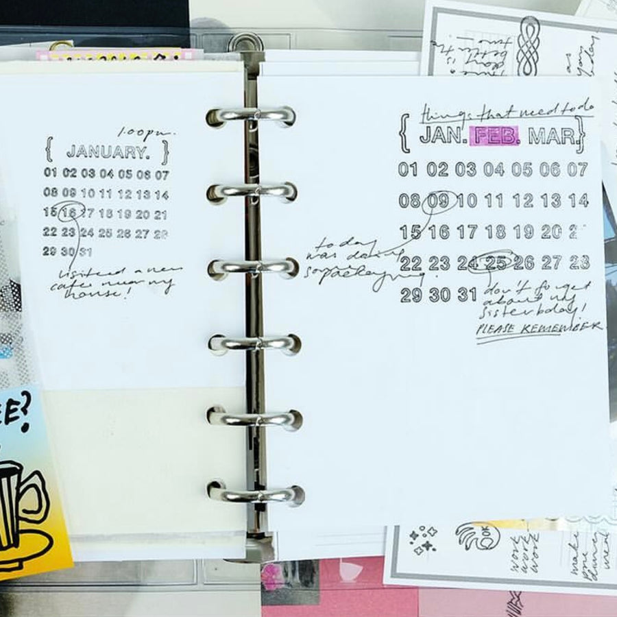 Kurukynki ”DAY TO DAY“ Basic Calendar rubber stamps