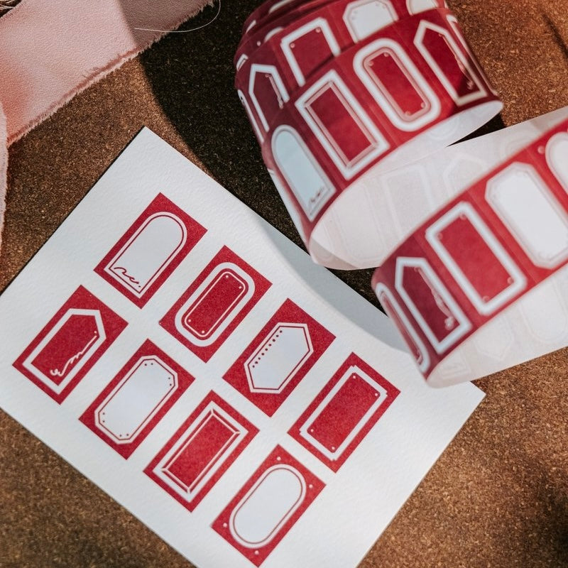 Meow Illustration label sticker roll - Garnet