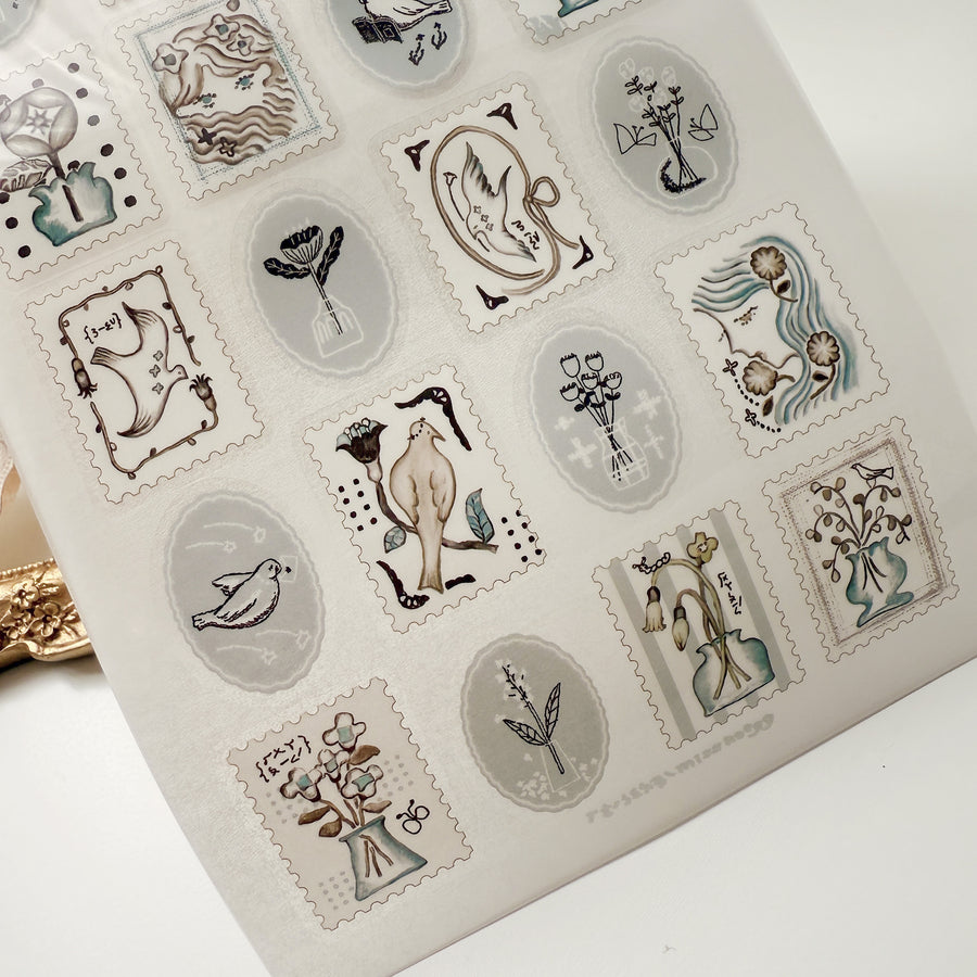 Misshoegg Blue Stamp print on stickers (2/sheet)