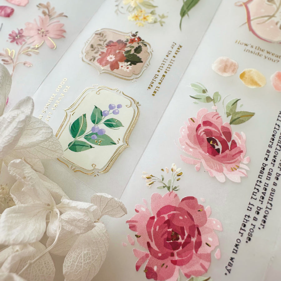 Wwiinngg flower collection gold foil pet tape