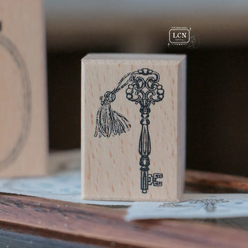 LCN Skeleton key solid wood handle rubber stamp