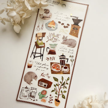 Mind Wave snug room gold foil sticker- Coffee