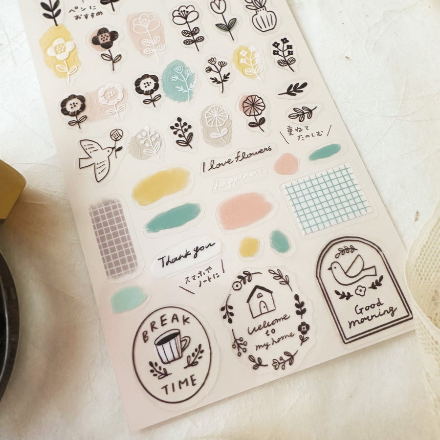 Furukawashiko Paper Planner clear sticker sheet - flower