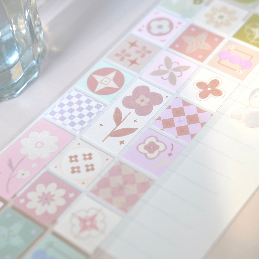 Freckles Tea Vol. 4 flower tiles kiss cut sticker roll