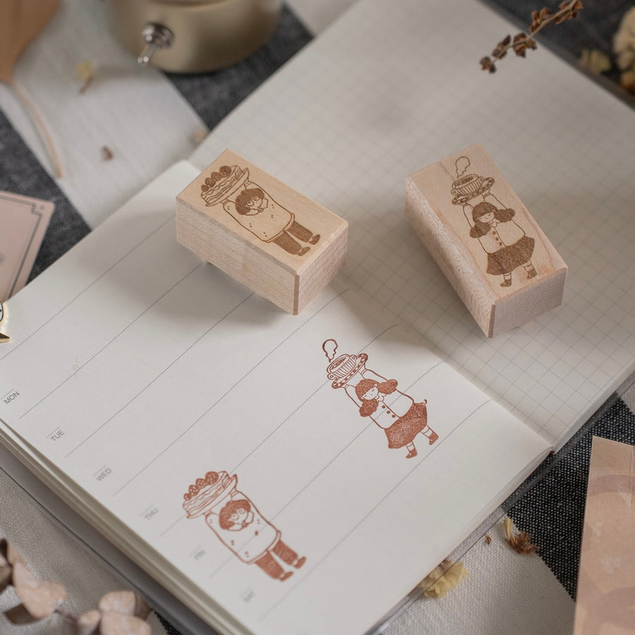 Shō Littlehappiness rubber stamp - strawberry shortcake & Coffee Girl