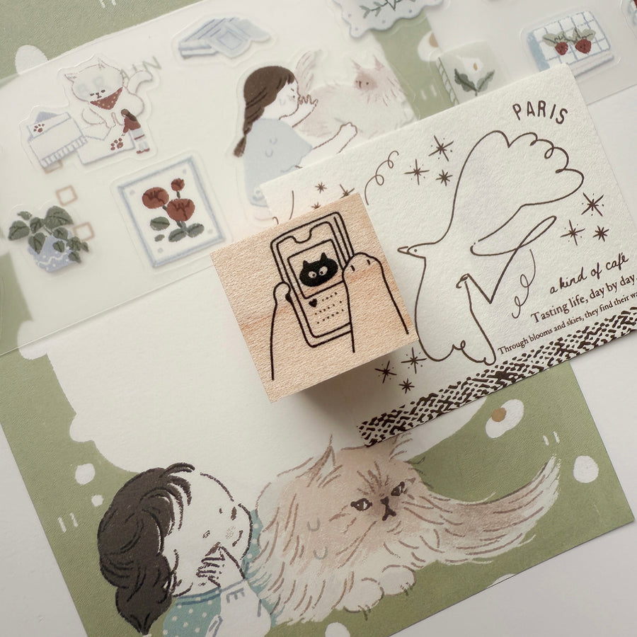 Lazy home - cat’s paws rubber stamps