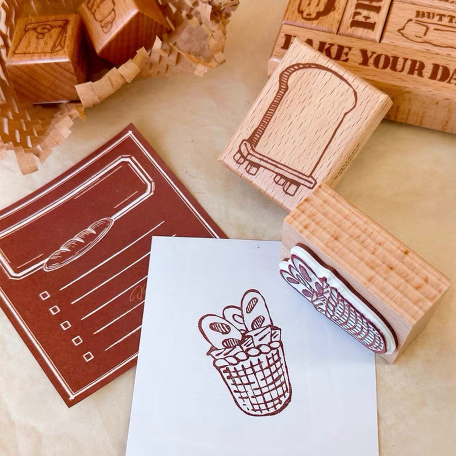 Square studio Bakery series rubber stamp set (set of 17)