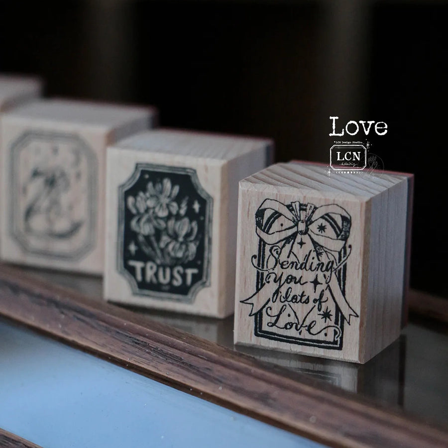 LCN solid wood handle rubber stamp - Trust | Hope | Grace | Love