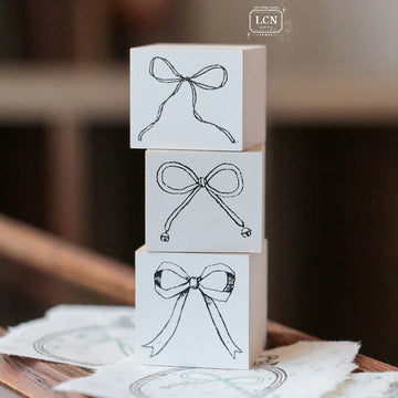LCN Bow compressed wood handle rubber stamp (Set of 3 )