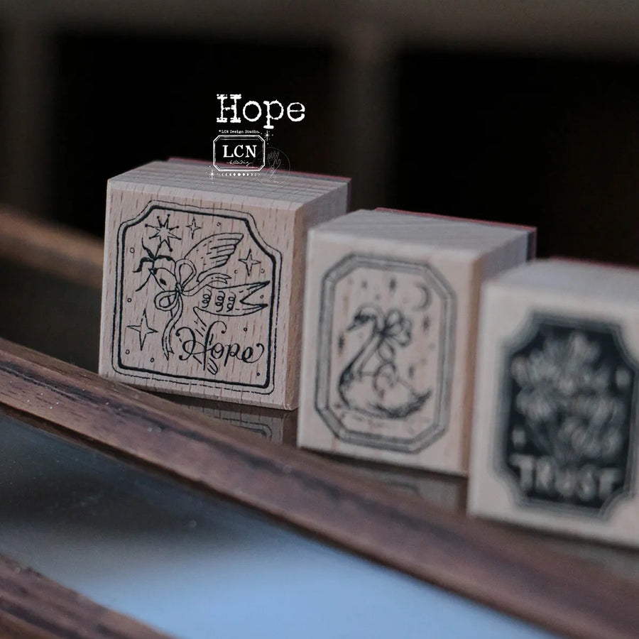 LCN solid wood handle rubber stamp - Trust | Hope | Grace | Love