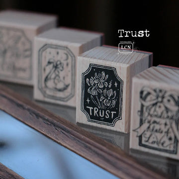 LCN solid wood handle rubber stamp - Trust | Hope | Grace | Love