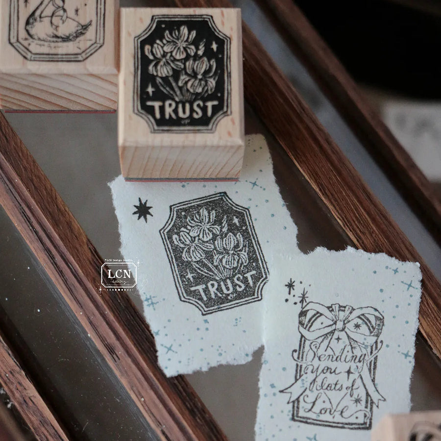 LCN solid wood handle rubber stamp - Trust | Hope | Grace | Love