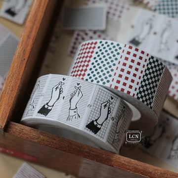 LCN label stickers - Hand Draw《Pattern / Finger Heart》