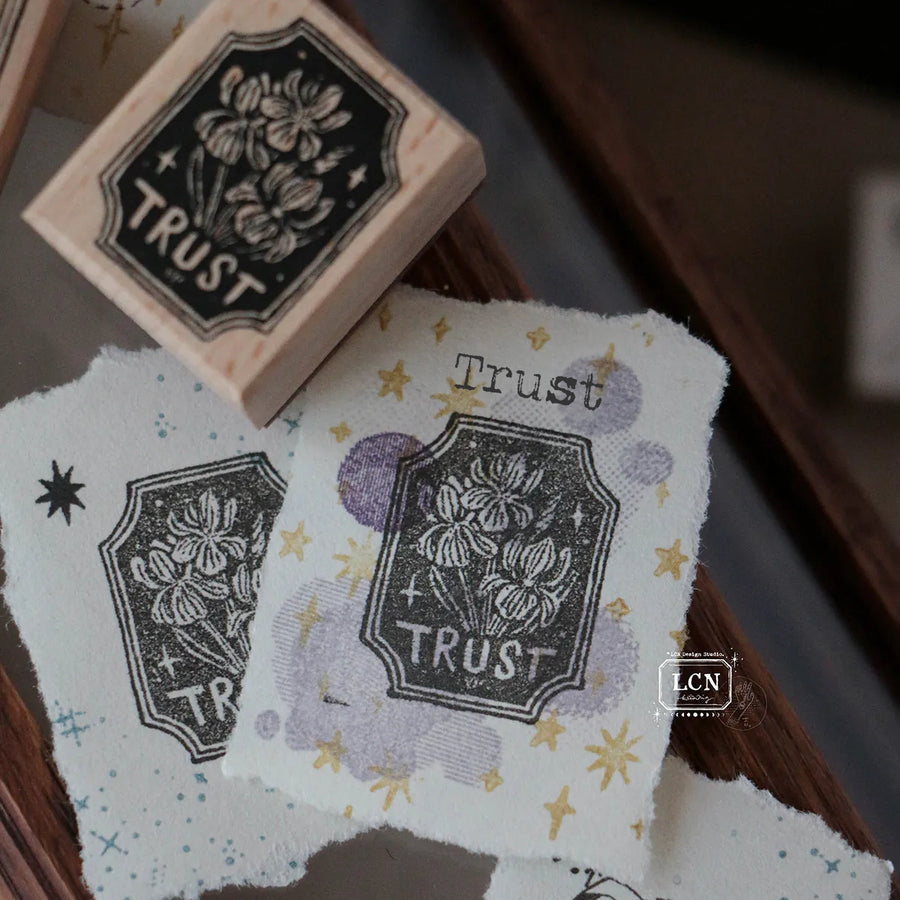 LCN solid wood handle rubber stamp - Trust | Hope | Grace | Love