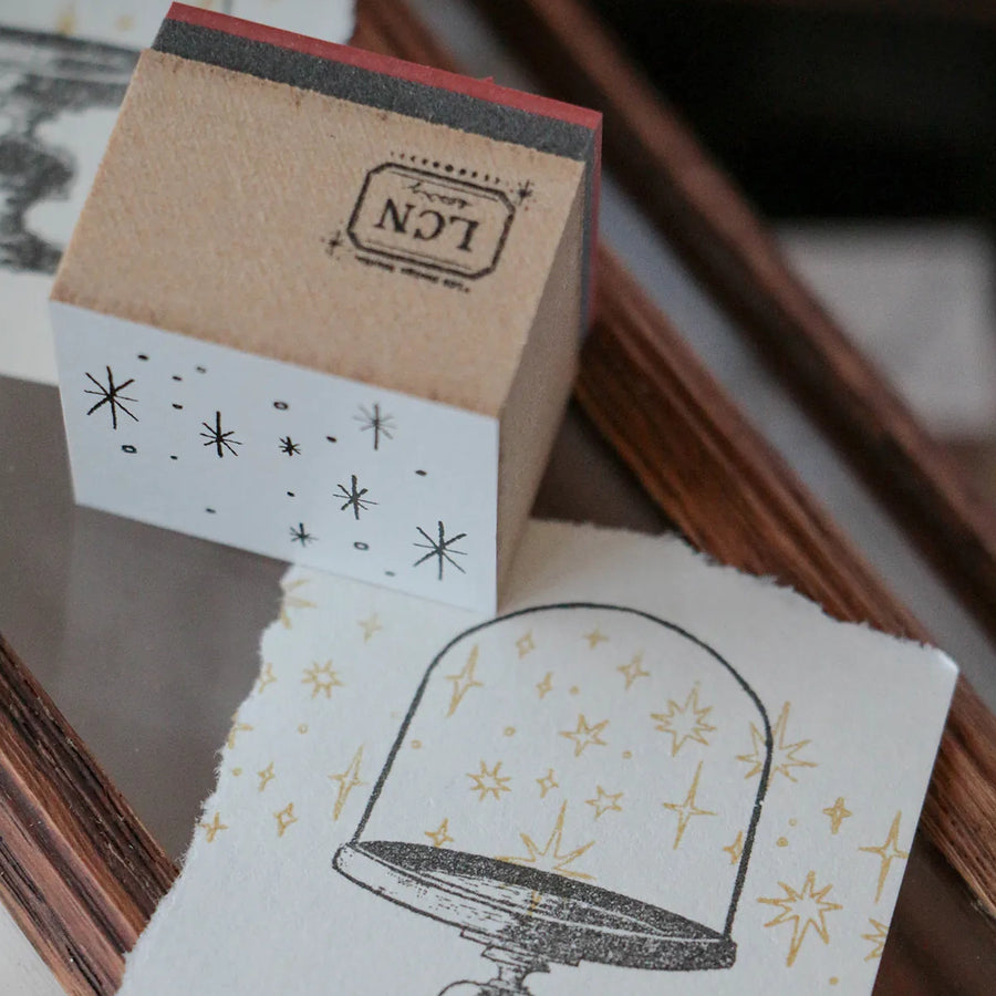 LCN Hand Draw stars compressed wood handle rubber stamp (Set of 2）