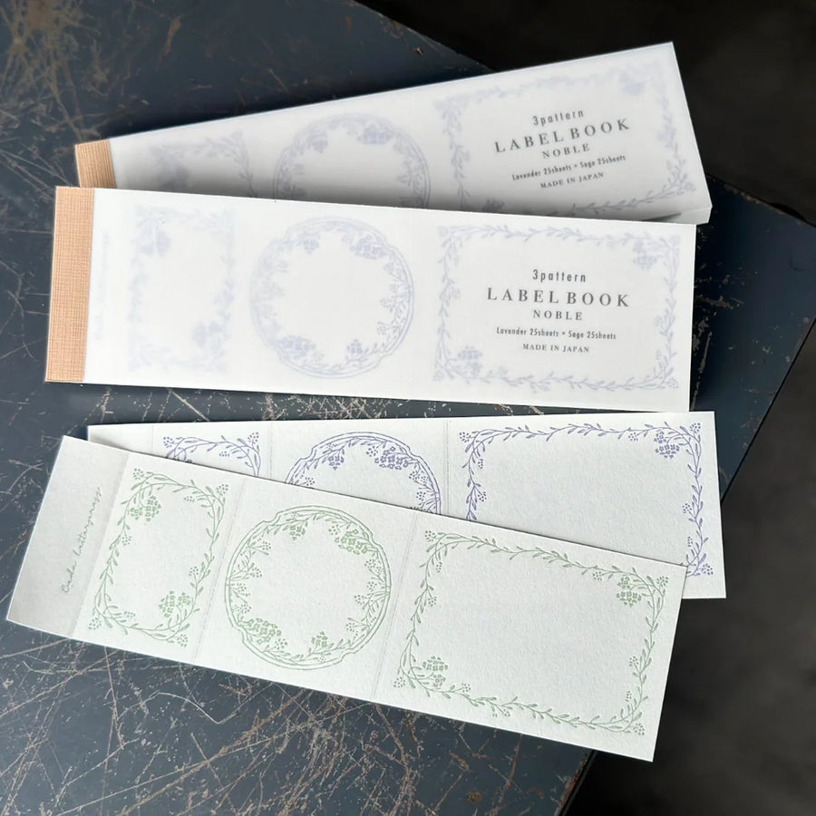 Oeda letterpress 3pattern label book Noble [Lavender & Sage]