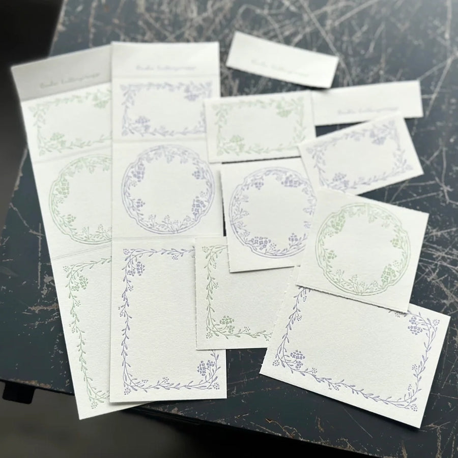 Oeda letterpress 3pattern label book Noble [Lavender & Sage]