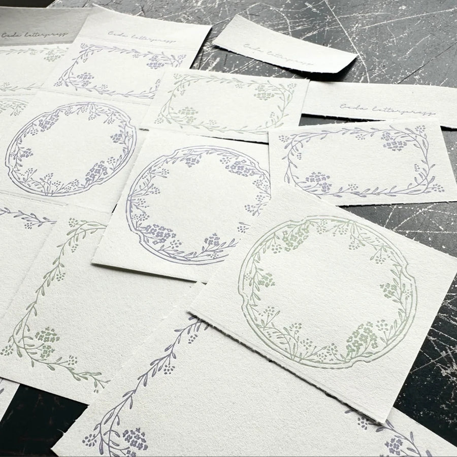 Oeda letterpress 3pattern label book Noble [Lavender & Sage]