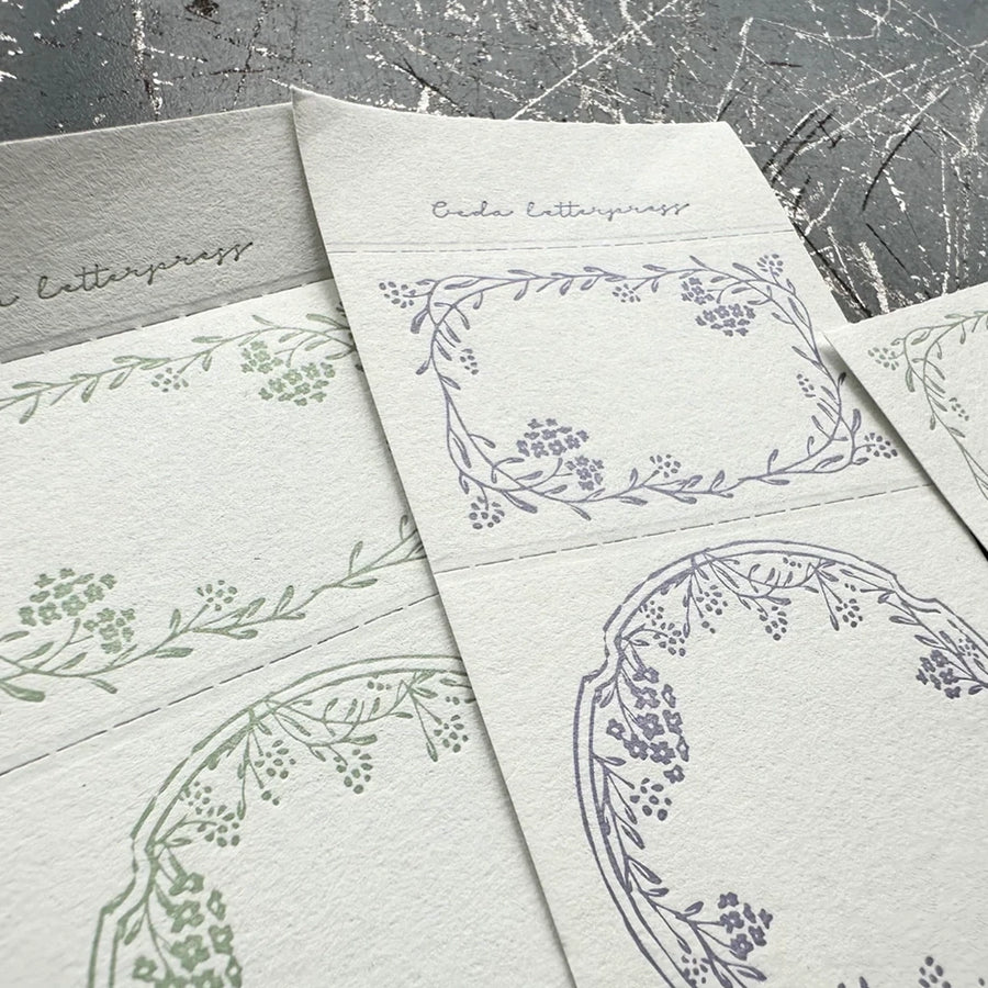 Oeda letterpress 3pattern label book Noble [Lavender & Sage]