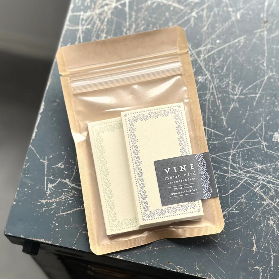 Oeda letterpress x Memo card “VINE”【Lavender & Sage】
