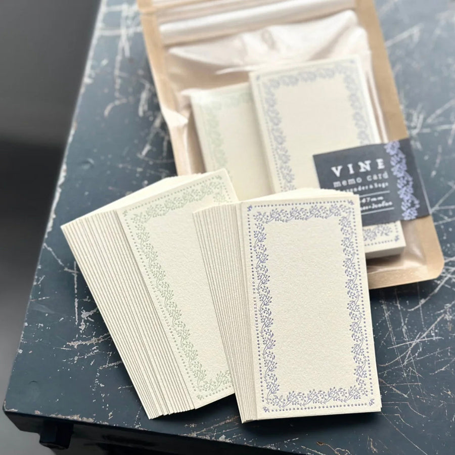 Oeda letterpress x Memo card “VINE”【Lavender & Sage】