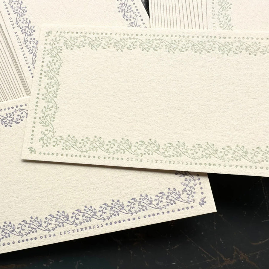 Oeda letterpress x Memo card “VINE”【Lavender & Sage】
