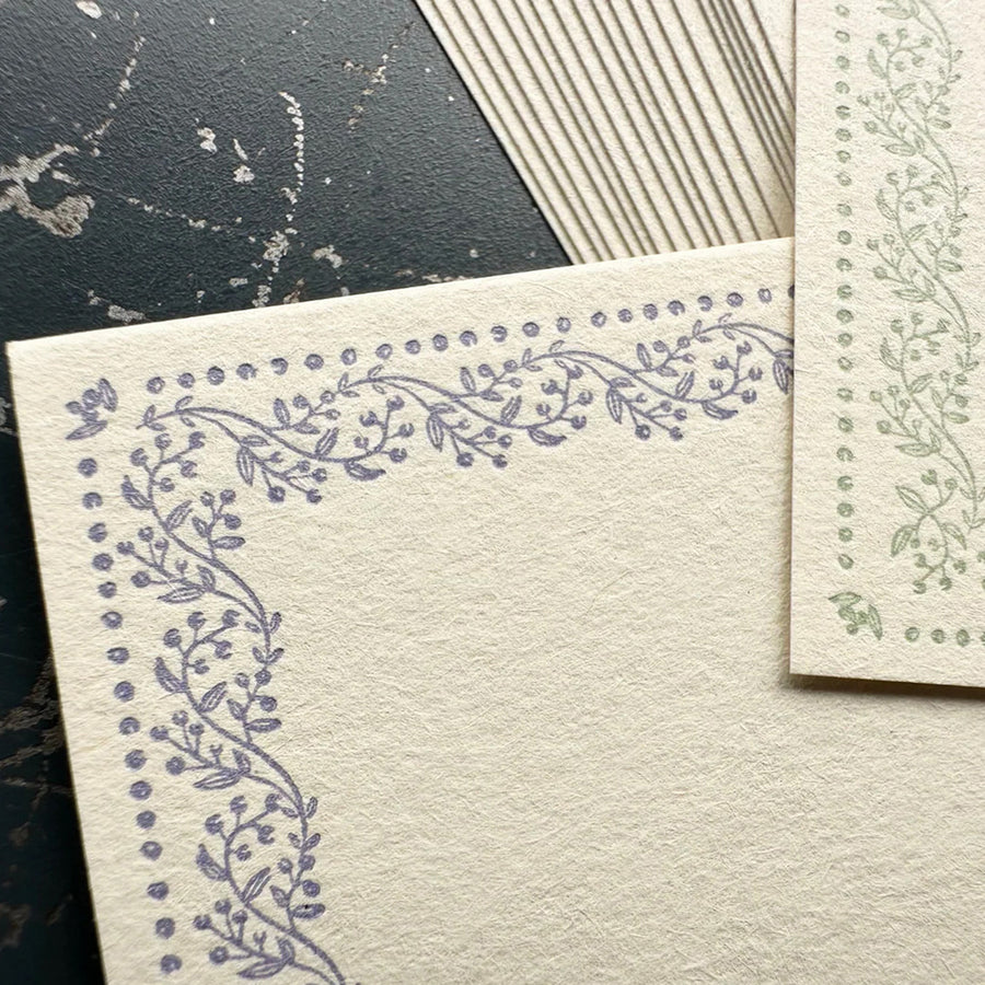 Oeda letterpress x Memo card “VINE”【Lavender & Sage】