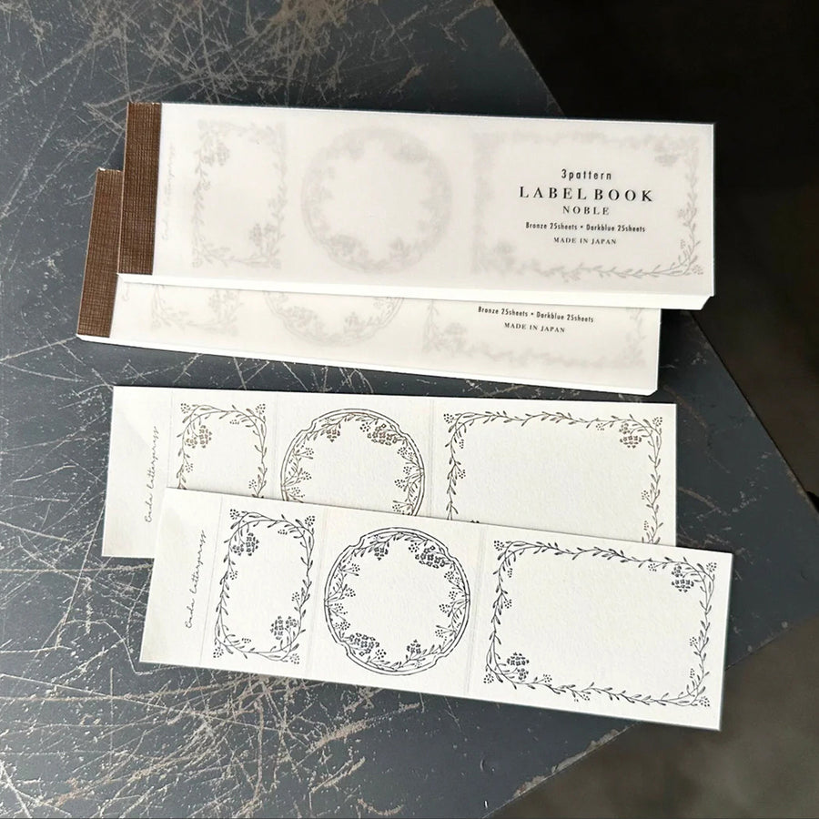 Oeda letterpress 3pattern label book Noble【Bronze & Dark Blue】