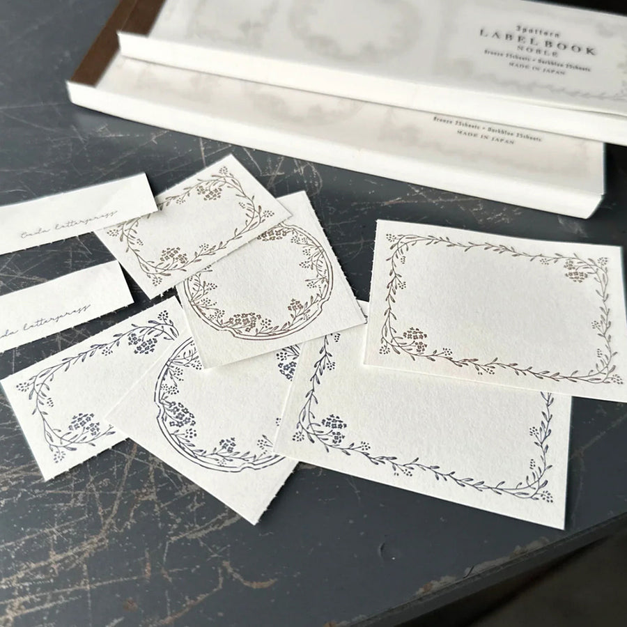 Oeda letterpress 3pattern label book Noble【Bronze & Dark Blue】