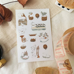Shoichiro Tobimatsu sticker sheet - animal and instrument