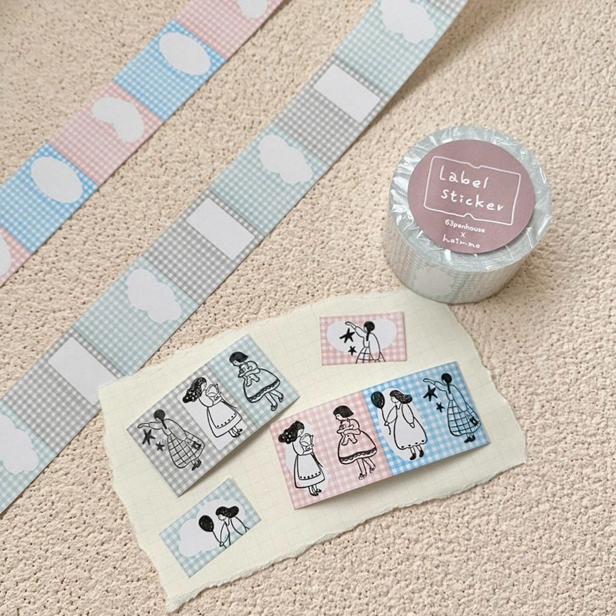63penhouse x hairmo Gingham Frame Label Sticker Roll