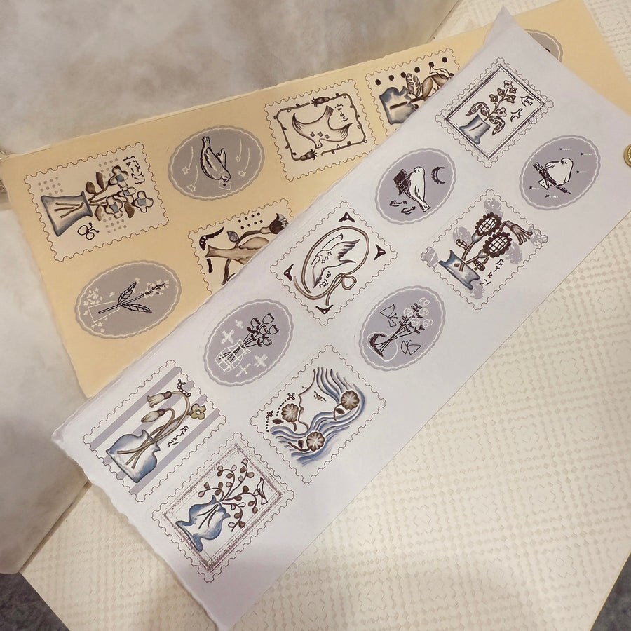 Misshoegg Blue Stamp print on stickers (2/sheet)
