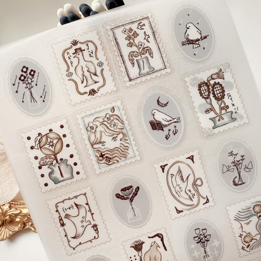Misshoegg Blue Stamp print on stickers (2/sheet)