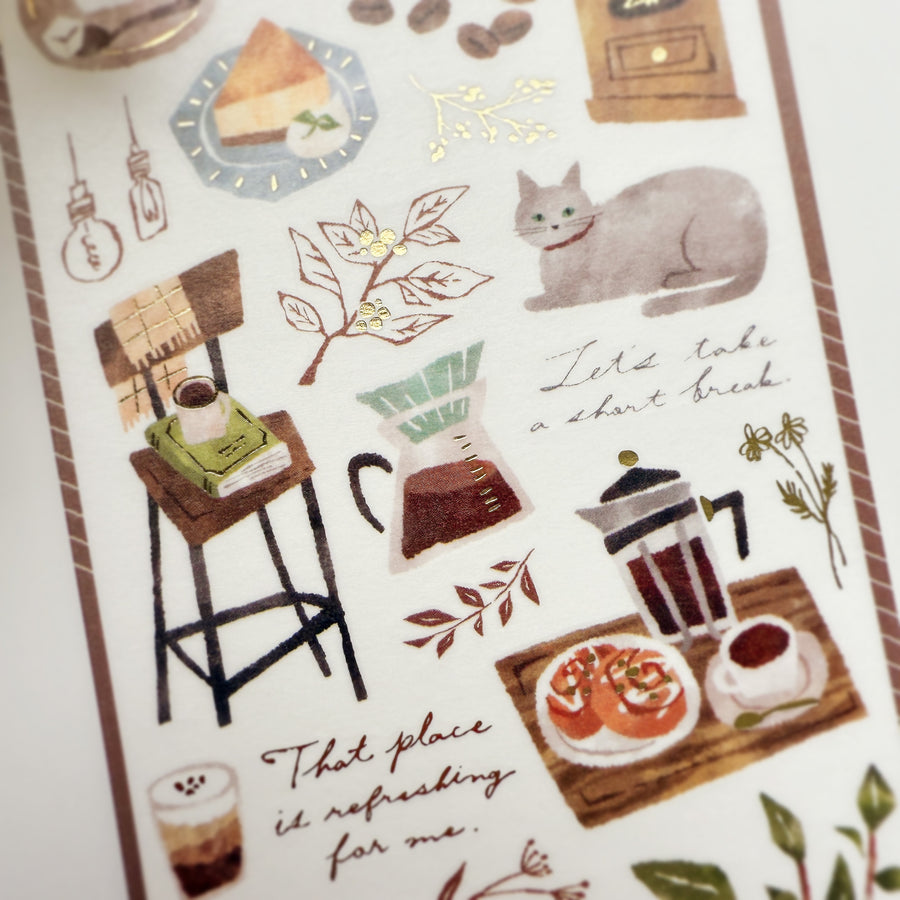 Mind Wave snug room gold foil sticker- Coffee