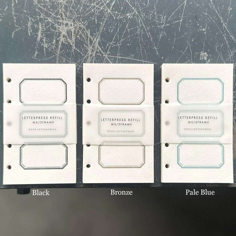 Oeda letterpress - M5 LETTERPRESS REFILL 3 frame card【Black/Bronze/Pale blue】