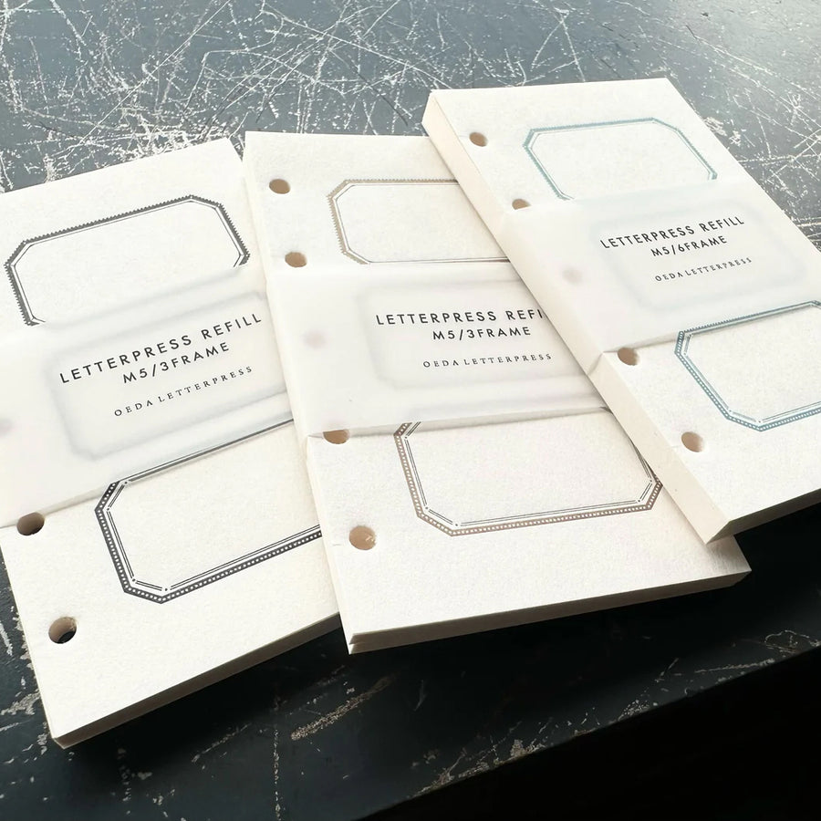 Oeda letterpress - M5 LETTERPRESS REFILL 3 frame card【Black/Bronze/Pale blue】