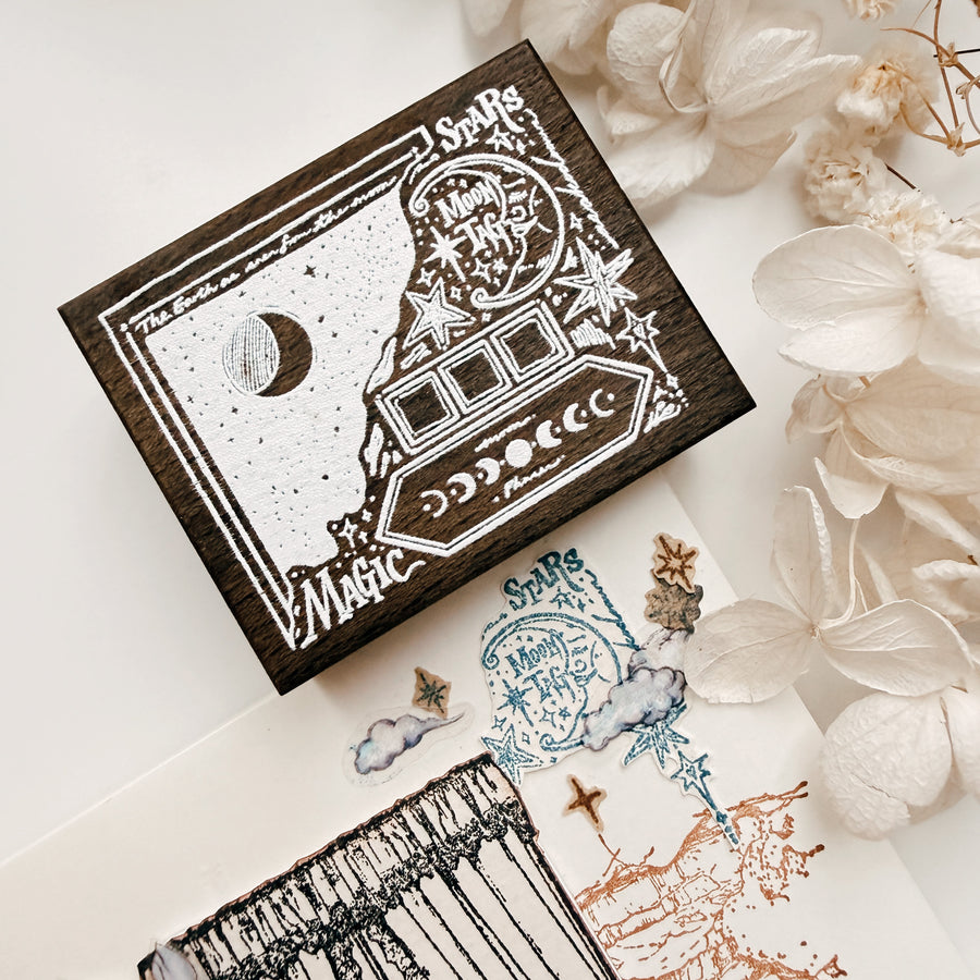 Stationerylovermarket x Asakodraws Rubber Stamp - Midnight Journal Atelier
