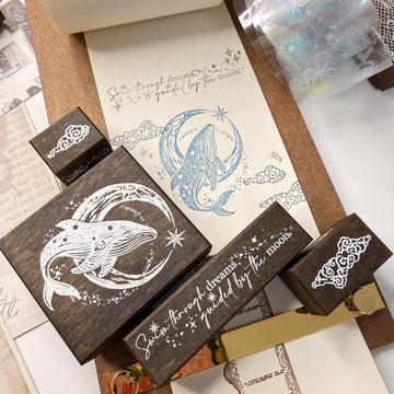 Stationerylovermarket x Yusworld Rubber Stamp - Whale of the Moon (4 in 1 Set)  (Limited Edition)