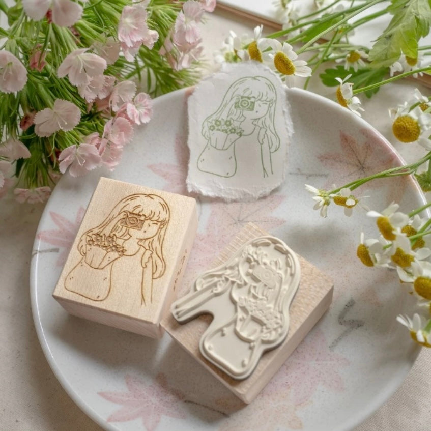 Shō Littlehappiness spring girl rubber stamps