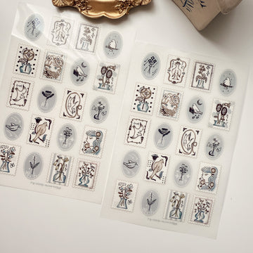 Misshoegg Blue Stamp print on stickers (2/sheet)